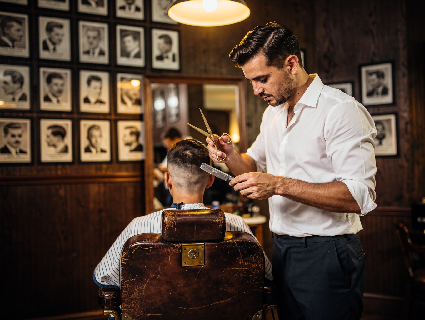 Barber performing a standard haircut
